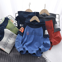 Boy Chun Autumn Lianhood Childrens pure cotton fake Two sets headblouse 2022 Spring-style CUHK Scout sweatshirt