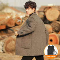 Autumn and winter men's double-sided cashmere coat long Korean version of youth padded tit trench coat wool woolen coat