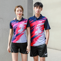 Badminton suit womens suit Quick-drying sports clothes Mens short-sleeved shorts skirt Table tennis game training uniform customization