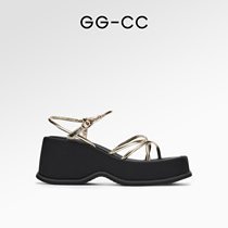 GGCC temperament increased and thin cross - cut thick soles sandals in 2023 summer new hundred sandals