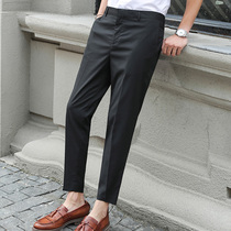 Black nine-point suit pants mens summer straight loose hanging business formal casual slim professional small feet trousers