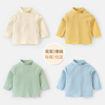 Baby bottoming shirt autumn and winter baby clothes children's semi-high collar de velvet warm coat boys autumn clothes girls