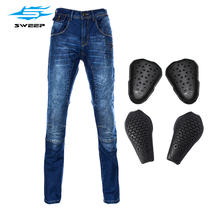 Kevlar wear-resistant SWEEP motorcycle imported riding jeans men and womens four seasons locomotive Four Seasons breathable anti-fall