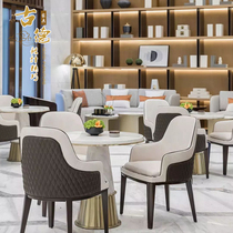 Light luxury sales office negotiation table and chair Hotel Chinese sofa Dessert shop reception solid wood leisure chair furniture spot