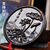 Retro style glasses natural green sandalwood portable bag dressing small mirror carved portable makeup mirror girlfriend gift