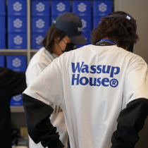 WassupHouse T-Shirt Male Loose Short Sleeve Tide Card 2021 Summer New Heavy Lbs 100 Hitch Male And Female T-Shirt Lovers