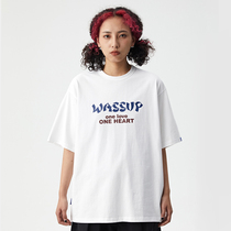 WASSUP summer T-shirt round neck short sleeve loose mens clothes trend base shirt mens and womens official flagship store