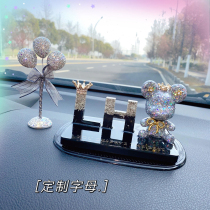 Cute bow bear car ornaments custom name gradient change color first letter creative lady car interior table