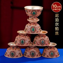 Nepal handmade silk supply Cup copper bowl for Buddha Cup Tibetan seven water supply Bowl set medium 10cm