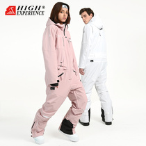 High 21 new veneer one-piece ski suit men and women waterproof cotton ski suit ski suit ski pants niche Tide brand