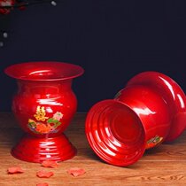 Red happy word supplies Children and grandchildren dowry urinal Bride high foot sitting potty Red Mandarin duck spittoon bucket Wedding enamel wedding celebration