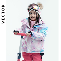 VECTOR childrens ski jacket thickened warm waterproof windproof veneer double board boys and girls ski clothes