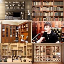 3D High Definition Anchor Background Cloth Women Mens Books Room Bookshelves Office Video Online Red Tape Live Background Wall Wallpaper