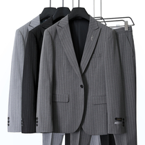 Light luxury quality summer striped suit mens suit Slim Korean version Casual handsome small suit Business formal two pieces
