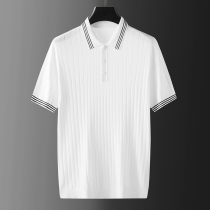 Light luxury 2021 summer ice silk POLO shirt lapel half sleeve mens loose sweater thin section Japanese short-sleeved T-shirt