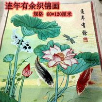 Brocade cloth painting Nepal thangka portrait brocade painting silk embroidery lotus with fish brocade painting banner painting