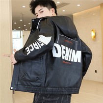 Mens leather jacket spring and autumn new Korean version of the trend handsome short pike clothes casual motorcycle clothing jacket