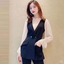 2021 autumn new amash Xintex all-match waist slim sleeveless black suit vest jacket womens top