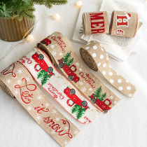 Hromeo Christmas webbing Hemp Cloth Printed Elk Deer Snowflake Webbing Webbing Christmas Tree Decoration Color with Christmas decorations
