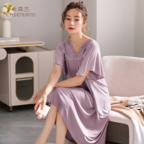 Big Code Easing Modale Middle Aged Sleepwear Summer Thin middle aged mom Sleeping Dress Girl Summer 2022 New