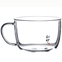 Heat-resistant glass breakfast cup Oatmeal cup with spoon and lid Cereal cup Milk cup Microwave special cup