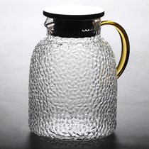 Heat-resistant glass cold kettle high temperature resistant cold kettle home large-capacity hammer pattern cool white boiling water glass jug set