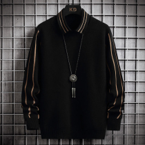 Spring and autumn winter fake two sweaters mens trend shirt collar handsome knitted base shirt autumn clothes with leading clothes