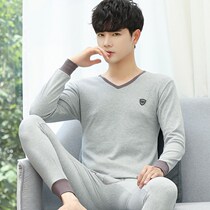 Warm Lingerie Men Suit Slim exterior wearing damp cotton sweatshirt All cotton Teen Men Pure Cotton Autumn Pants Tz