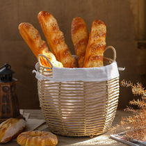 Rattan basket storage basket double-ear hollow-out linen lined with creative home WAG bedroom dirty clothes basket