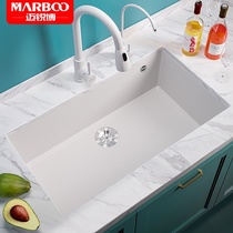 Germany Mai Ribo kitchen quartz stone sink white wash basin basin large single trough granite pool 369