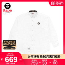 Aape Mens autumn and winter ape face camouflage badge Letter pattern Long-sleeved shirt 8358XXF