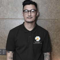 Kan Zhilong Yu Wenle Lightning Daisy Kawakubo Polo shirt Love short sleeve male lapel T-shirt loose female