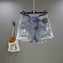 Classic JI to European goods retro loose hole denim shorts womens 2021 summer all-match thin casual hot pants