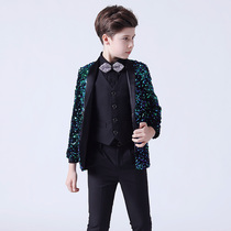 Childrens suit suit Foreign style boy little host dress Boy catwalk clothing sequins piano performance suit tide