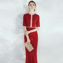 Wine Red Color Evening Gown Dress Lady Light Extravagant High End Moms Wedding Dresses Bridal Gown Wedding Gown Wedding back to door