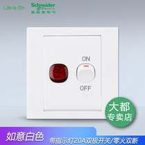 Schneider Ruyi White 20A bipolar double break switch with indicator light Curly Yuba air-conditioning switch EV51D20N