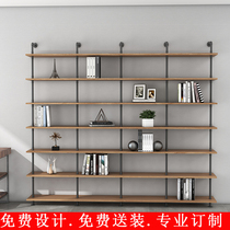 Bookshelves Customised Whole Wall Loft Shelves Bookcase Solid Wood Large Shelf Full Wall Industrial Wind Iron Art Separator Deck Shelf