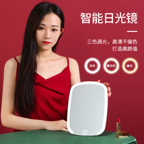 One sunglasses makeup mirror with light Portable folding household small dresser desktop large led light net red