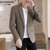  Suit mens spring and autumn Chidori plaid Korean version of the trend top small suit jacket mens handsome casual single west suit