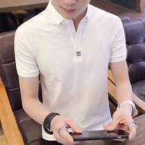 Summer polo shirt mens short-sleeved Korean slim cotton casual solid color t-shirt trend wild lapel half-sleeve T-shirt