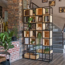 Iron partition shelf office screen flower stand restaurant decoration porch frame living room industrial wind Net red bookshelf