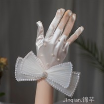 2021 new bridal gloves pearl pineapple embellishment lace super fairy wedding dress short retro sweet wedding accessories