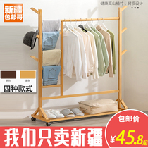  Xinjiang brother coat rack floor hanger Solid wood simple household clothes bag rack Bedroom clothes rack