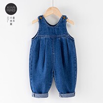 Baby girl denim strap pants spring and autumn 1-3 years old 2 children Princess cute cotton suspenders baby pants