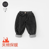 Baby plus velvet cotton pants big pp autumn and winter 0 a 2-year-old men and women children Cotton a pair of winter casual pants baby pants
