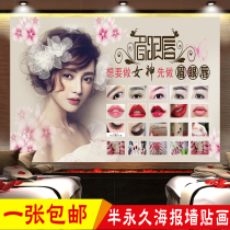 Semi-permanent eyebrow and lip makeup promotion poster painting bride makeup manicure nail small tattoo advertising wall stickers