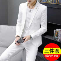 Summer thin mens suit slim white small suit Korean version of the trend set of casual coats Hair stylist