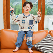 Childrens pajamas boys summer thin boys baby home clothes spring and autumn cotton long sleeve middle and big children set