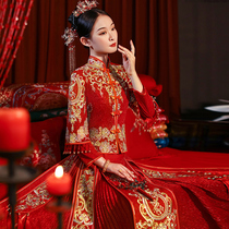 Xiuhe clothing 2021 new bride female wedding Chinese wedding dress embroidery summer toast little man 2020 Fengguan Xia wedding dress