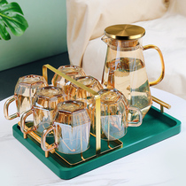 Light luxury heat-resistant glass drinking cup home hospitality tea green tea cup holder kettle cup water set